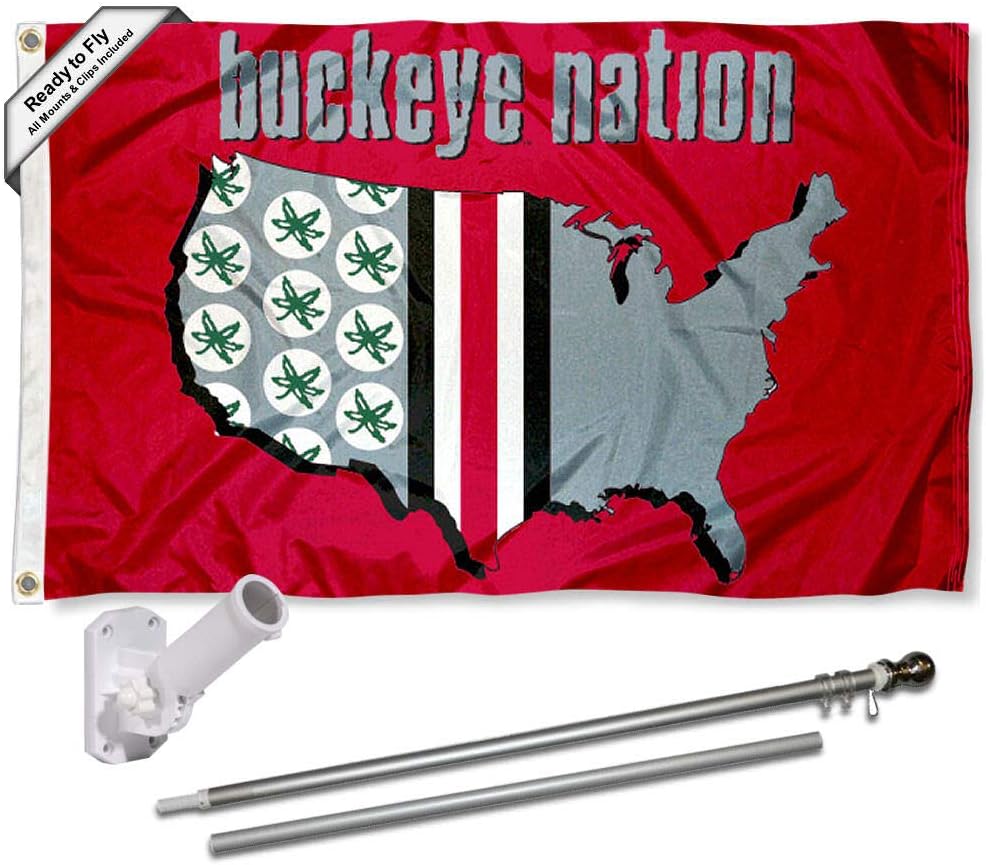 Bandera Ohio State Buckeyes con poste y soporte