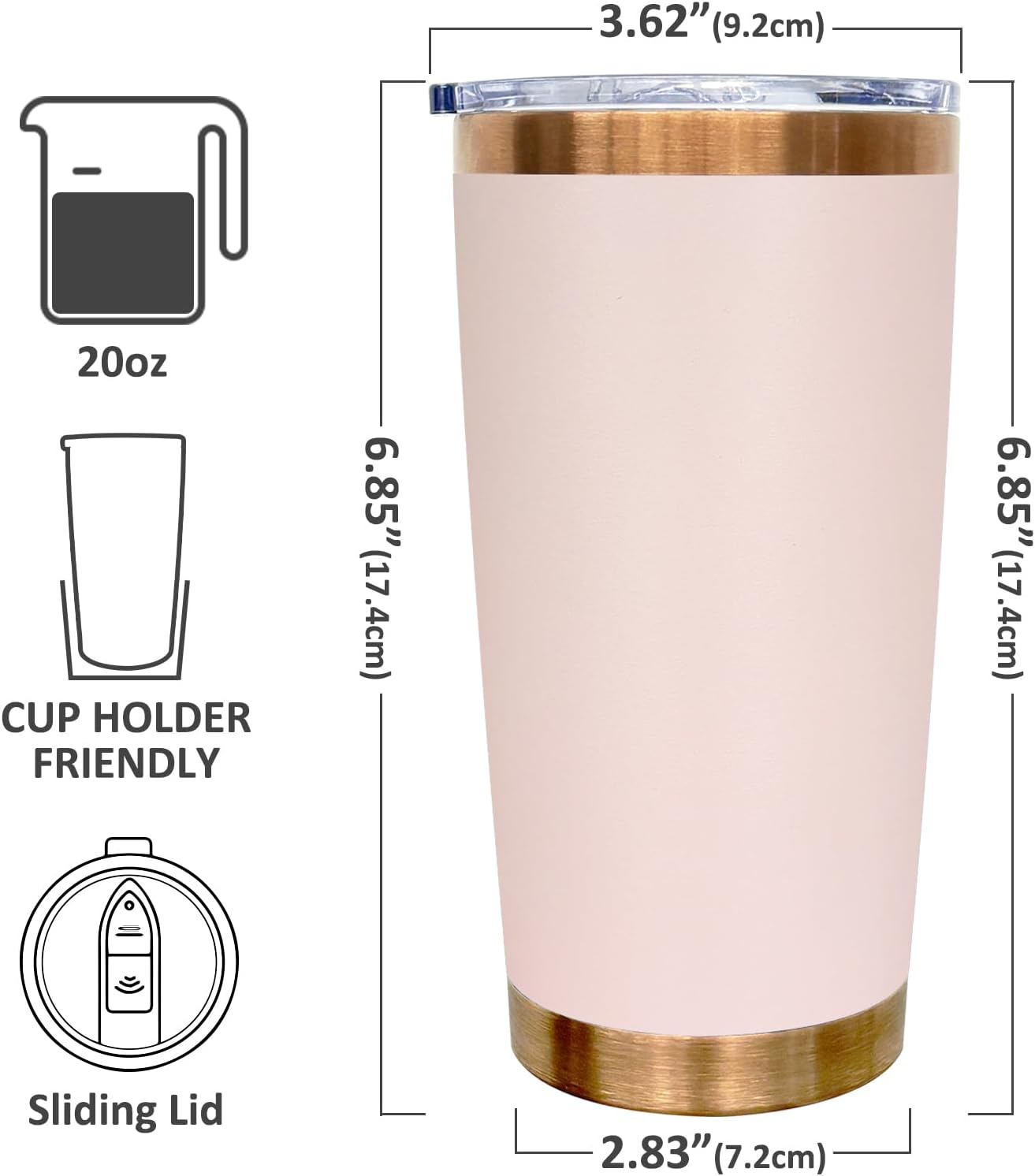 Vaso térmico acero inox 20oz set 12uds con tapa y pajita