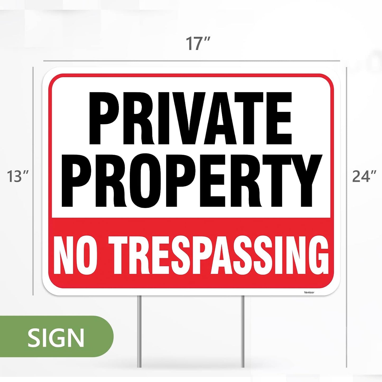 Señal No Trespassing plástico corrugado 17x13"