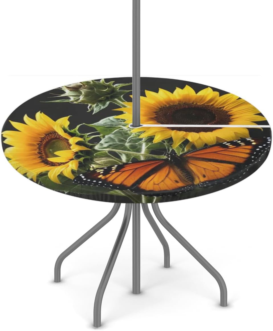 Mantel redondo ajustable con agujero 36-44" elástico