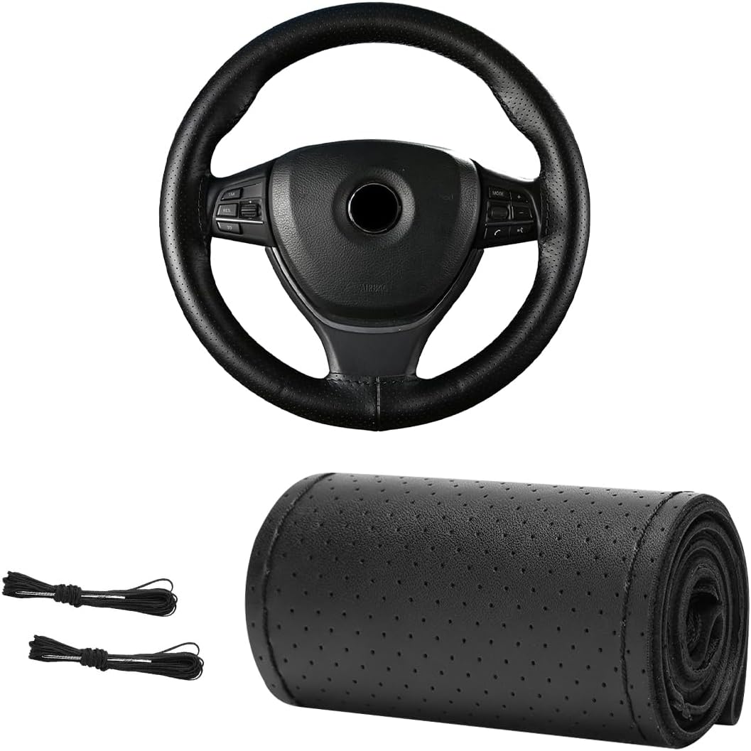 Funda volante cuero genuino 15" antiderrap negro
