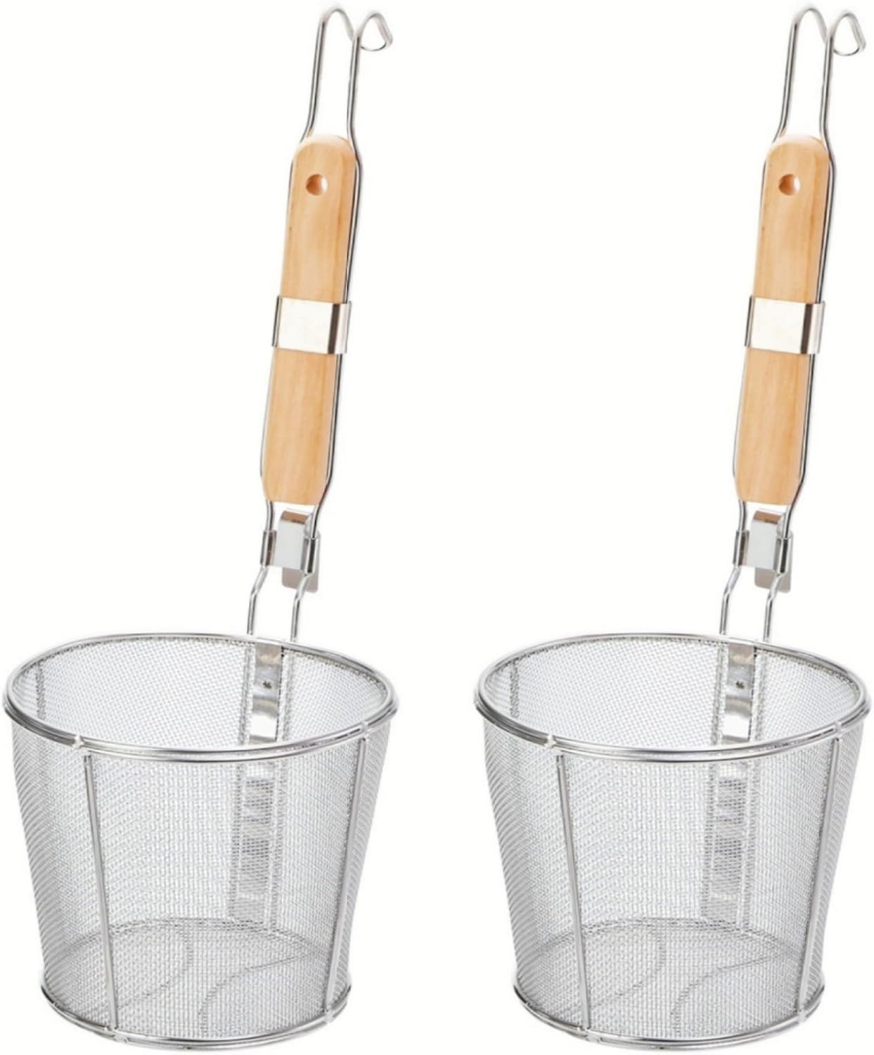 2 Pzas Colador Pasta Acero Inox Mango Madera 5.3x5.1pulg