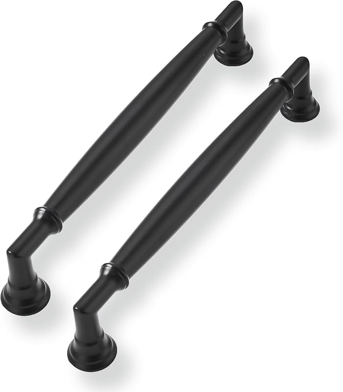 10 Tiradores Gabinete Negro 6" Sólidos