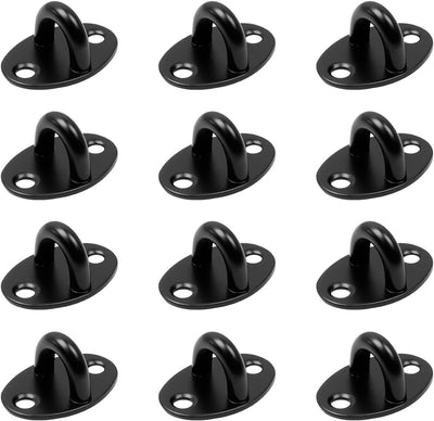12 Ganchos Acero Inox Placa Ojo Negro para Columpios Pared/Techo