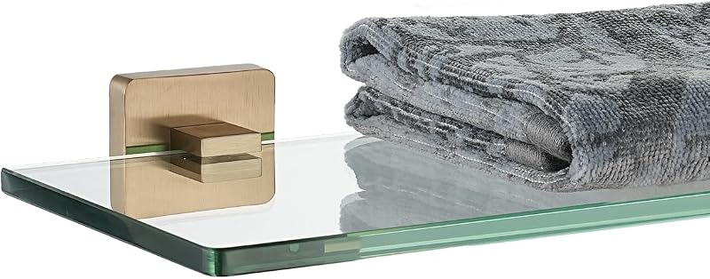 Estante vidrio baño flotante 16x5" bronce champán acero inox