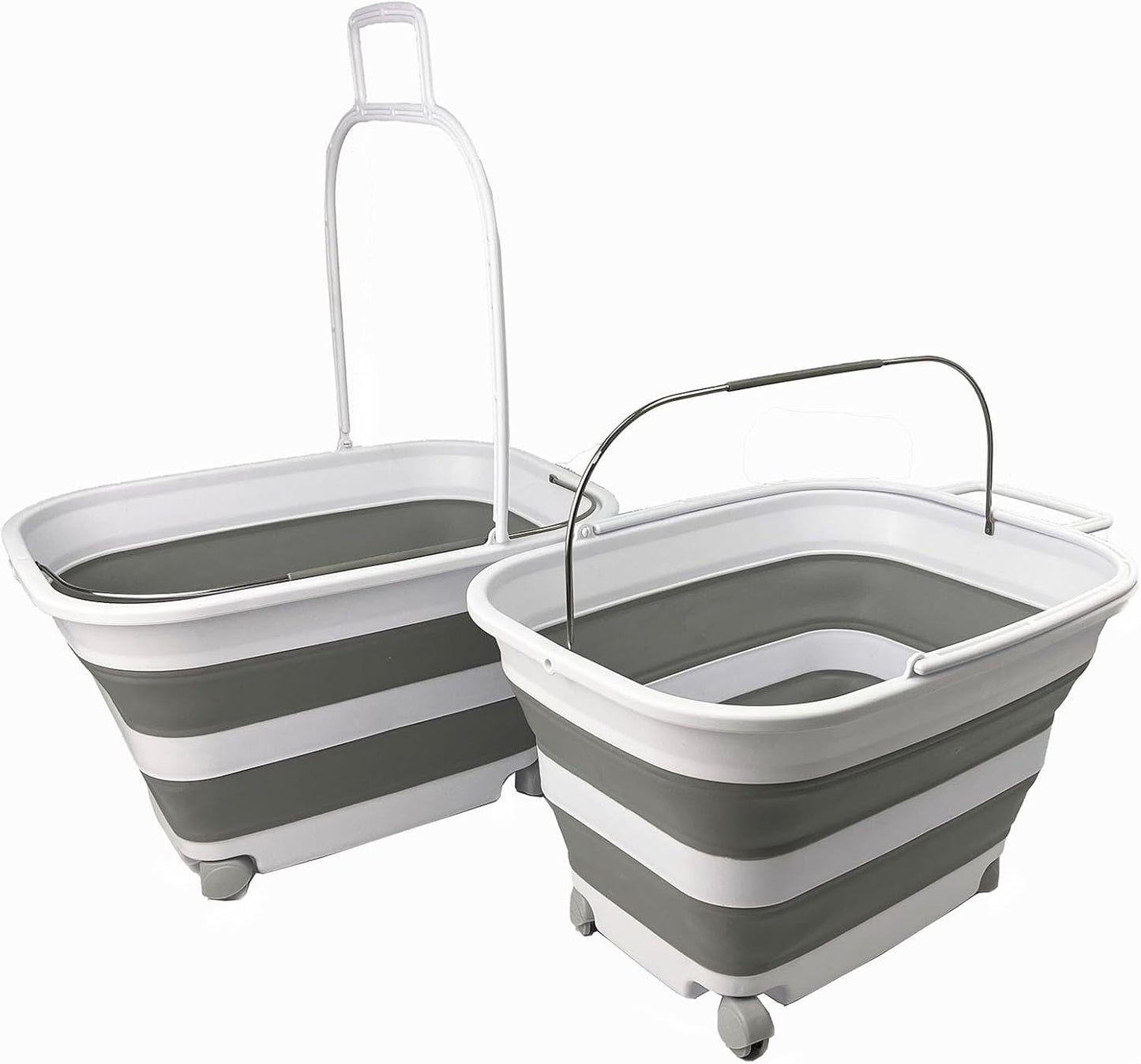Cesta plástico plegable 35L con asa y ruedas