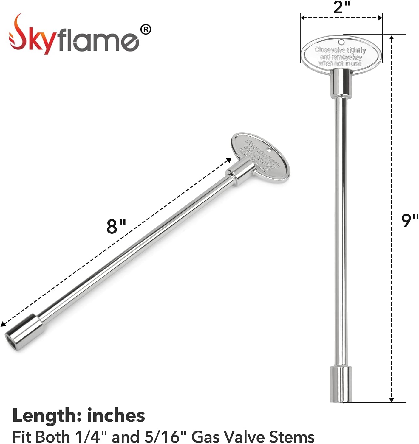 Llave universal válvula gas 1/4 y 5/16" cromo 8"