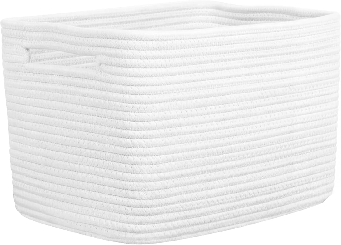 Cesta tejida para estante 15x10x9" asas color blanco
