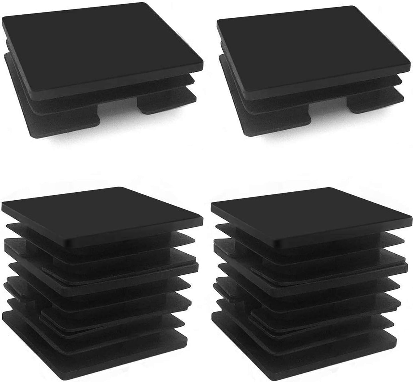 Tapones cuadrados plástico 3pulg para silla suelo negro 8 pzas