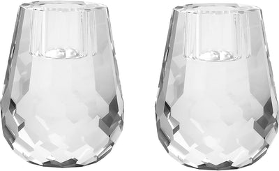 Candelabro cristal diseño panal 2.4x3.2pulg set 2 transparente
