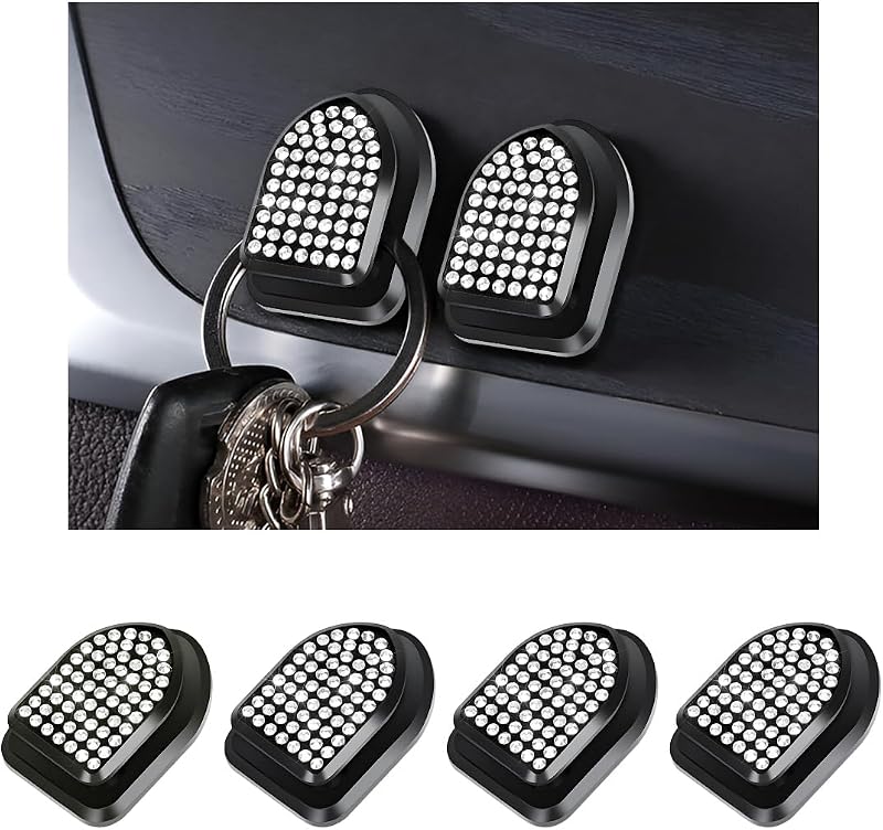 4 Pzas Ganchos Coche Mini Brillantes Adhesivos Cristal