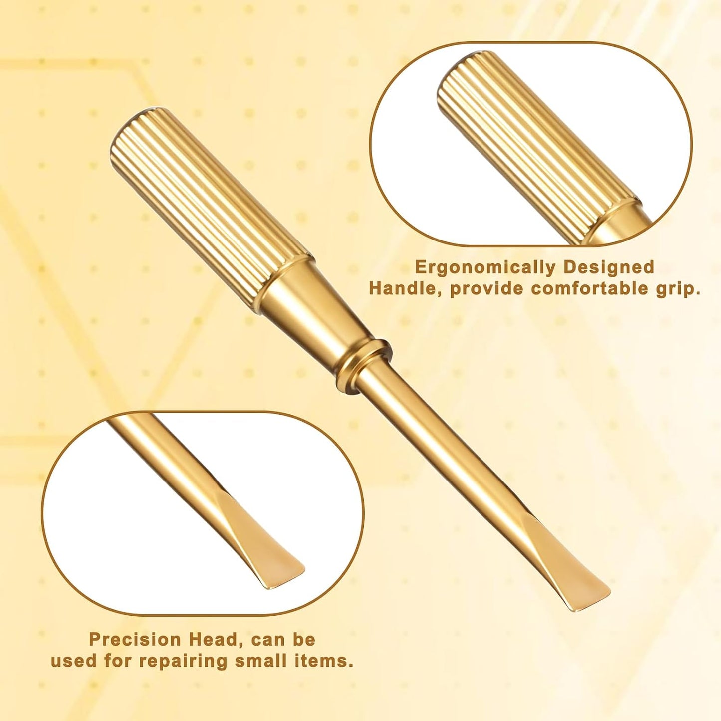 2 Destornilladores Acero Inox para Pulseras Mango Antiderrap Dorado