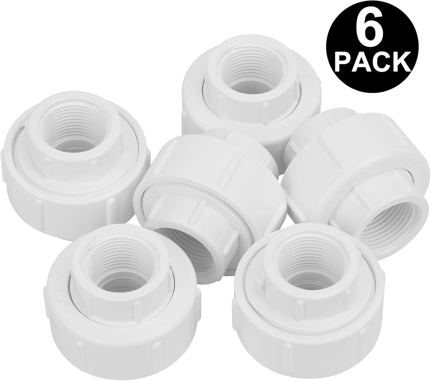 6 Pzas Unión PVC 3/4" F x F con Junta EPDM