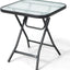 Mesa bistró cuadrada vidrio 18" marco negro plegable
