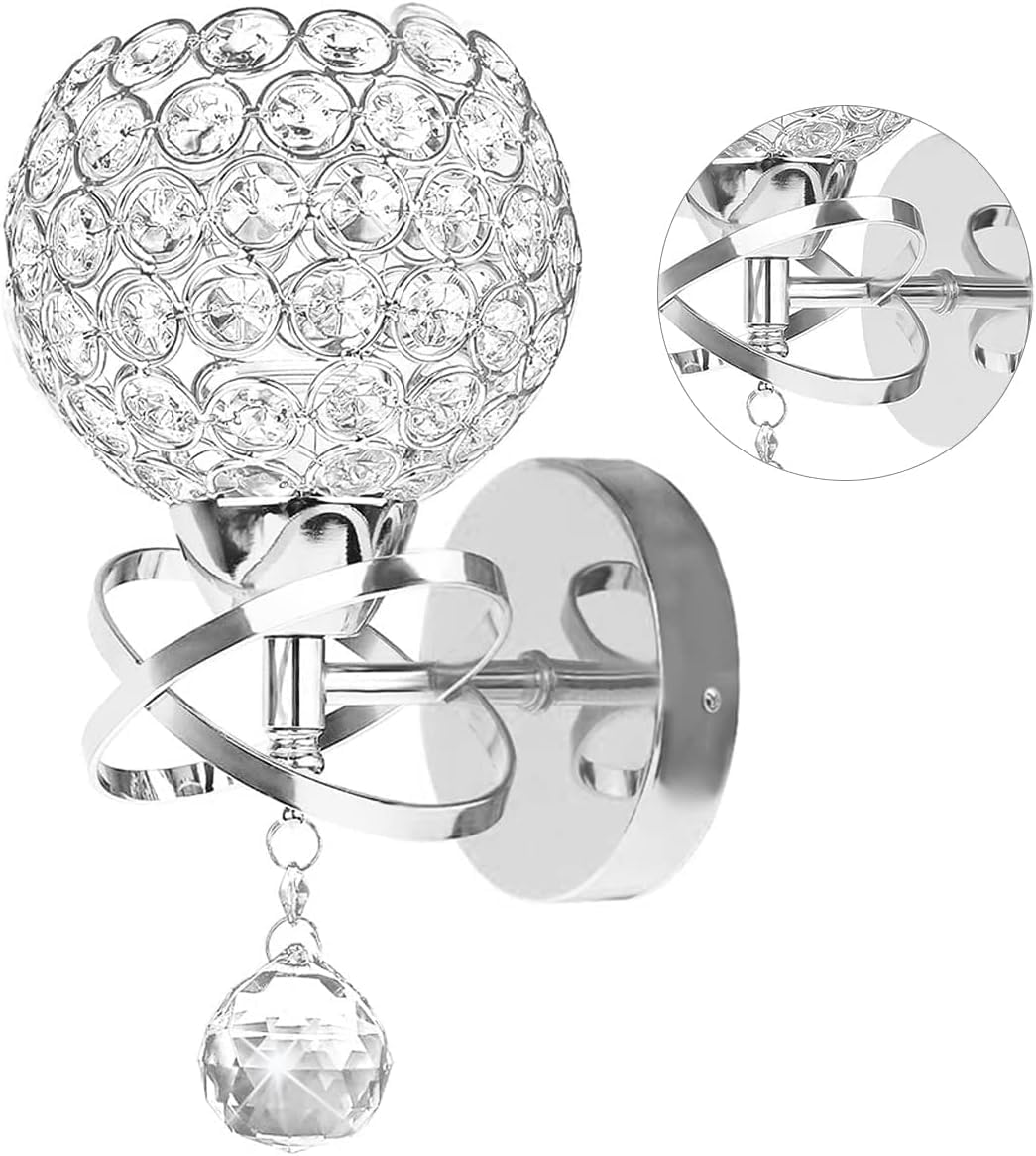 Aplique cristal plateado lámpara pared dormitorio sala