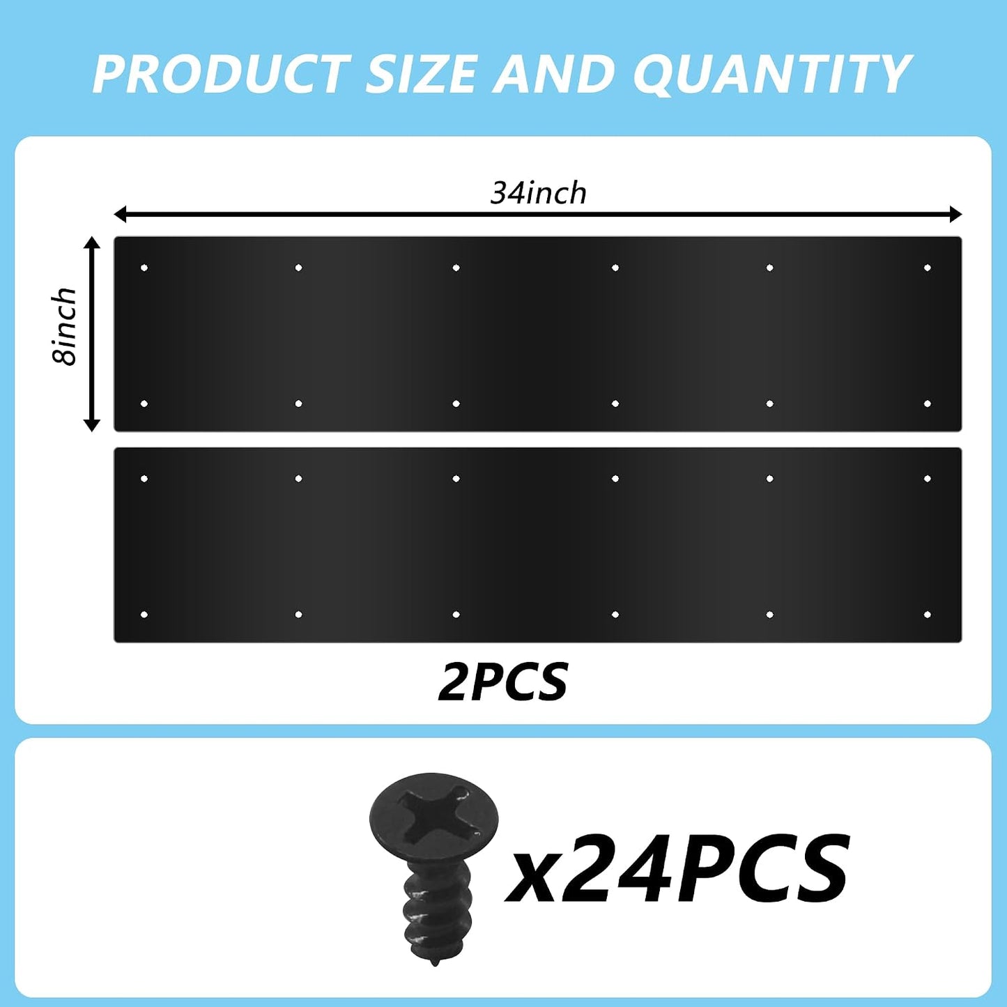 2 Placas Aluminio 34x8pulg Puerta Exterior Negro