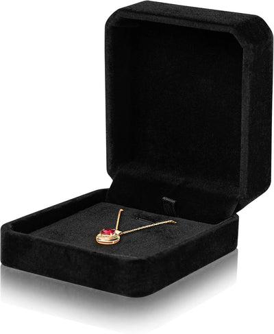 Caja regalo collar terciopelo con colgante negro