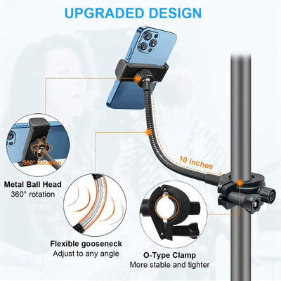 Soporte teléfono micrófono brazo flexible 10pulg
