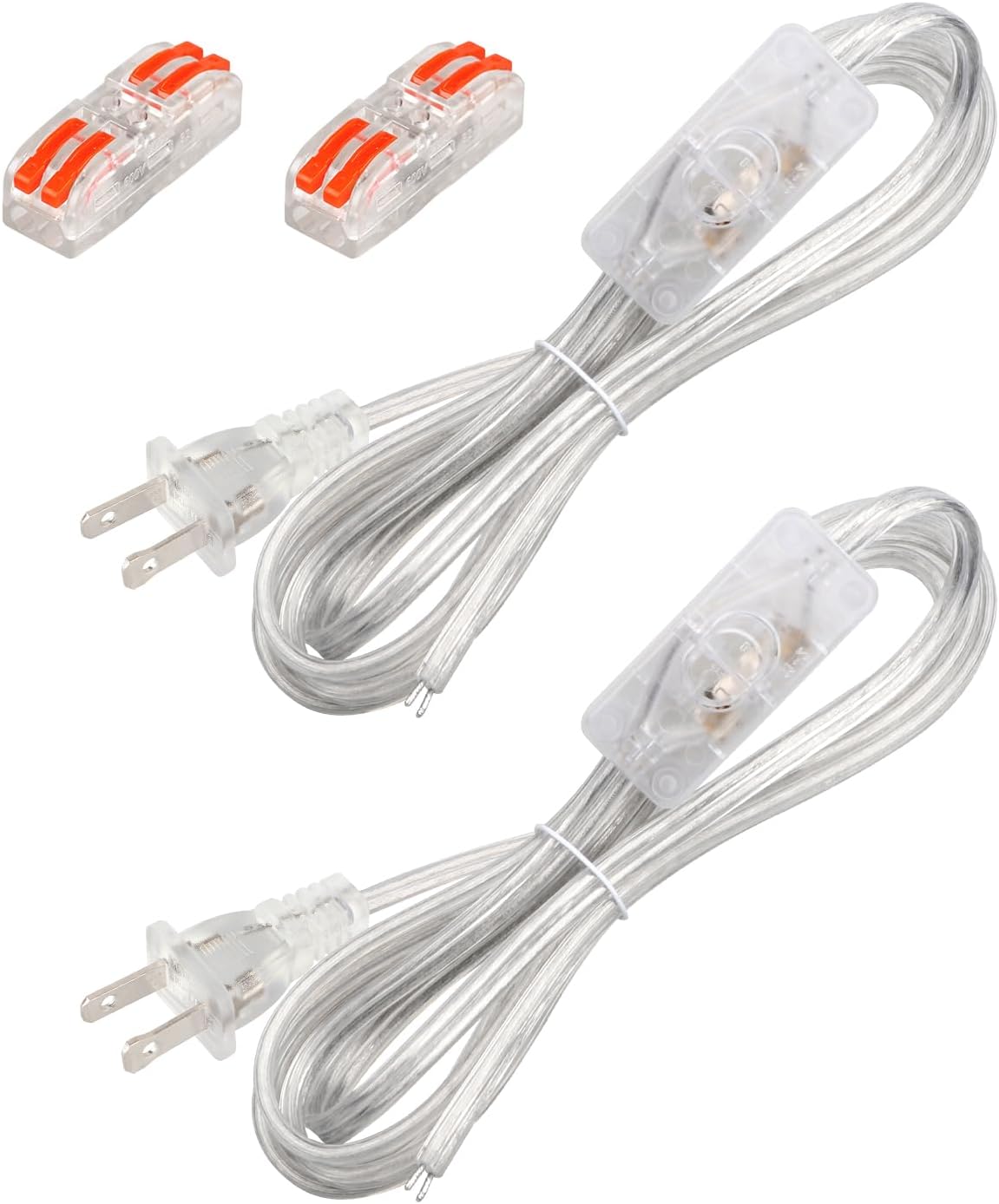 Set 2 cables lámpara 8ft con interruptor enchufe 18AWG SPT-2