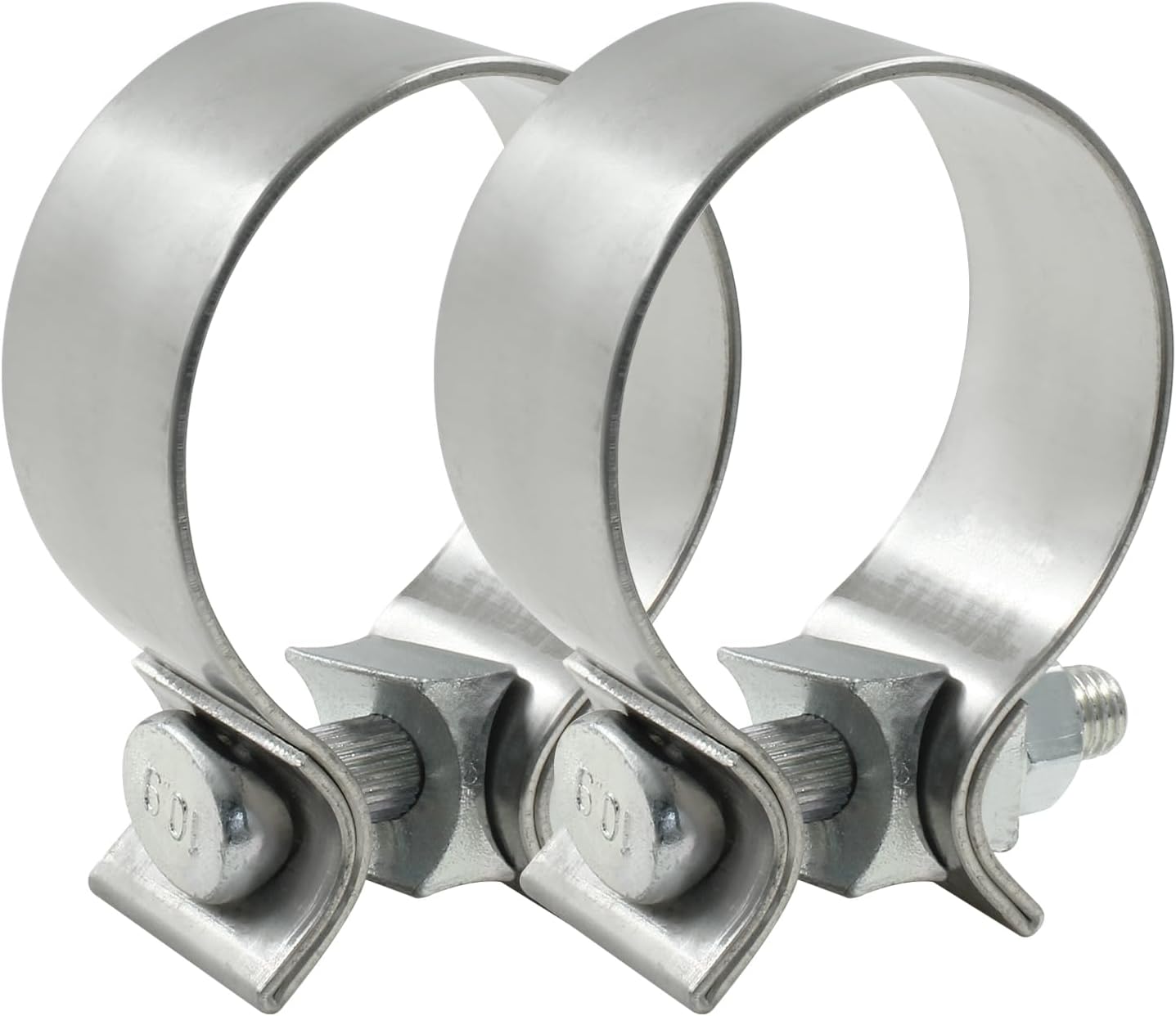 Abrazadera escape 2.25" acero inox plateado 2 Pzas