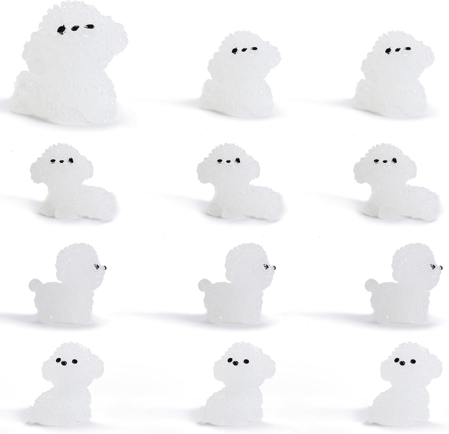 12 Pzas Figuras Resina Perros Mini Jardín Enano Accesorios
