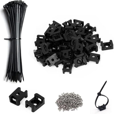 Set 60 soportes bridas cables 0.9pulg base sillín 8pulg