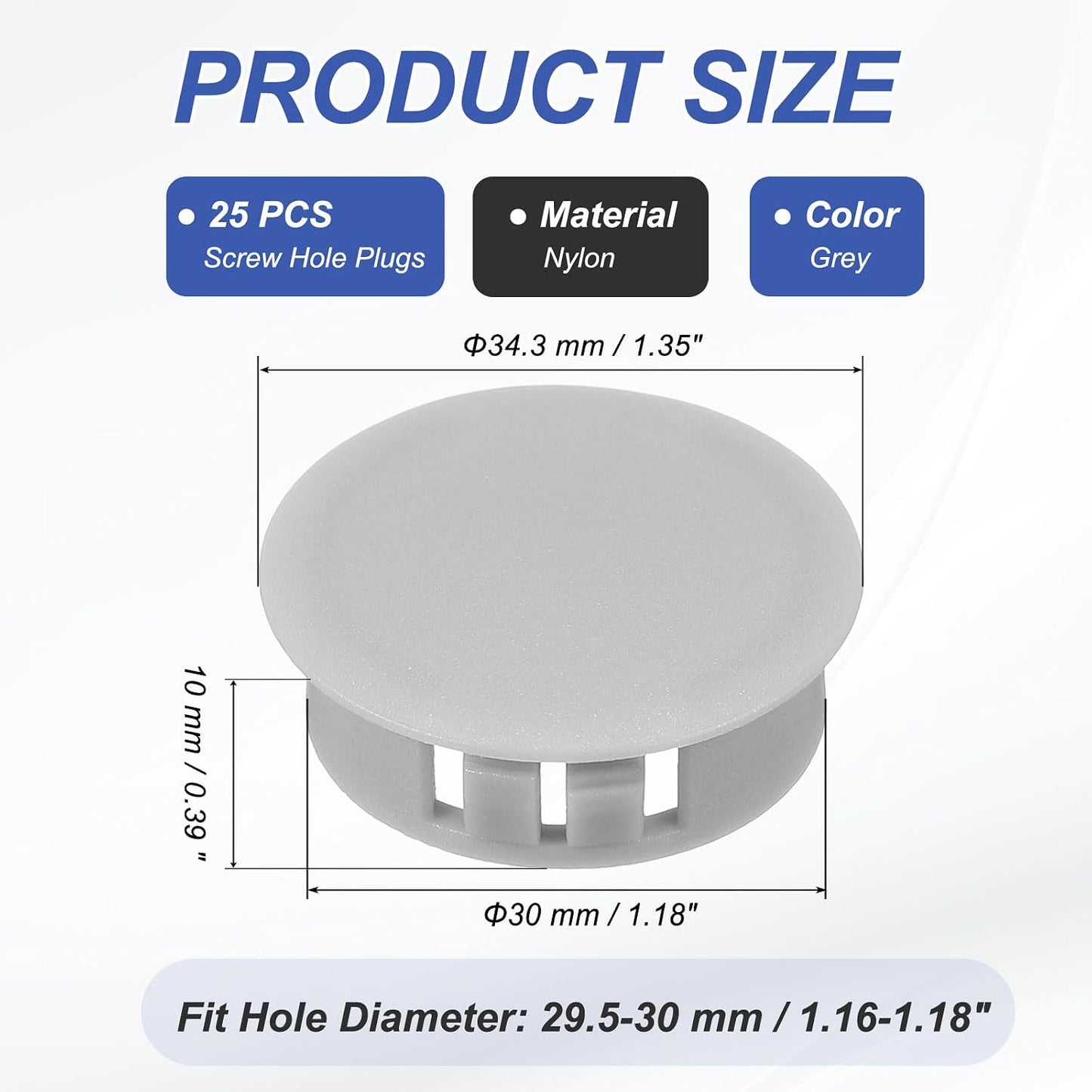 Tapones plástico 1.181in enchufe redondo para muebles