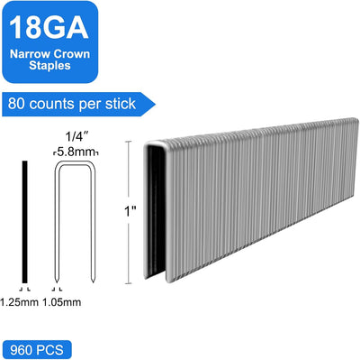 Grapas acero inox 304 corona estrecha 1/4pulg 960uds