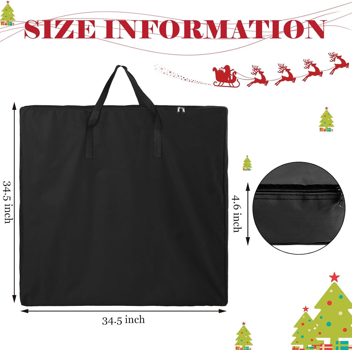 Bolsa almacenamiento árbol Navidad poliéster con cremalleras