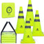 4 Conos Plegables Seguridad Vial 18pulg Verde Limón Reflejante