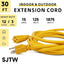Cable extensión resistente exterior 30ft 12/3 SJTW amarillo