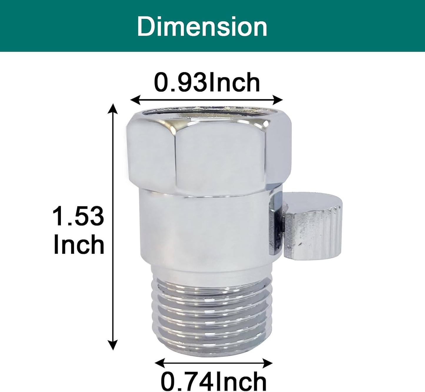 Válvula cierre ducha latón G1/2 control flujo agua cromado