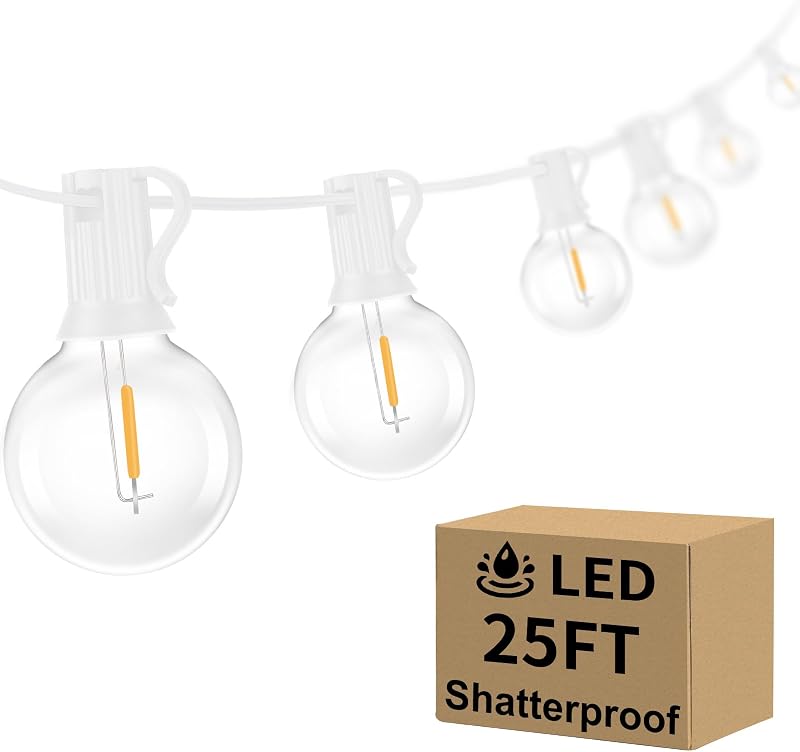 Tira luces LED G40 25ft impermeable 122 bombillas patio