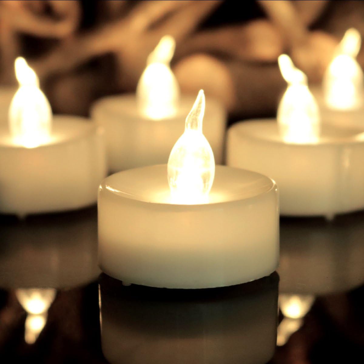 12 Velas LED Té Temporizador 6h/18h Blanco Cálido