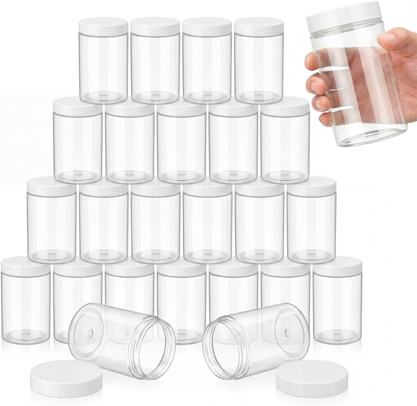 24 Frascos Plástico Transparente con Tapas para Cosméticos