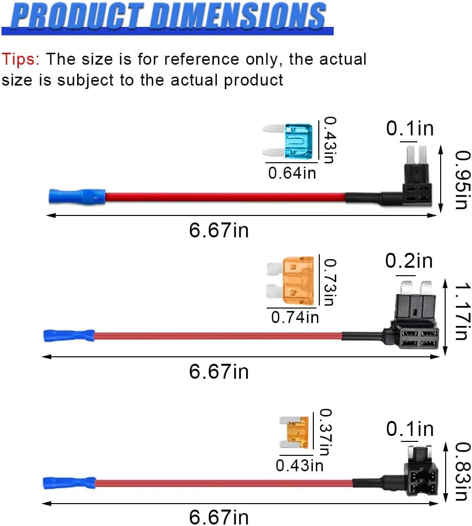 Kit 10 Derivadores Fusibles 12V 3 Tipos Conector Automóvil