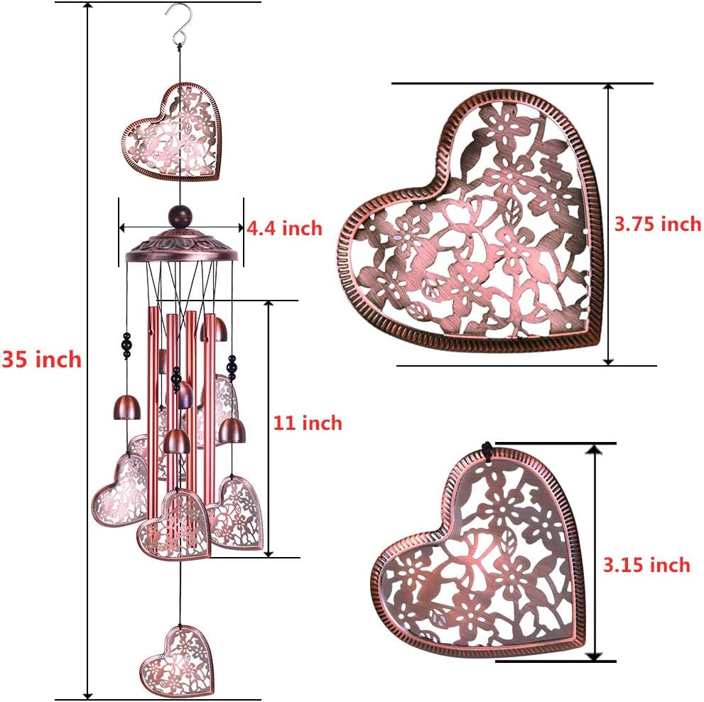 Campanillas de viento corazón decoración hogar jardín