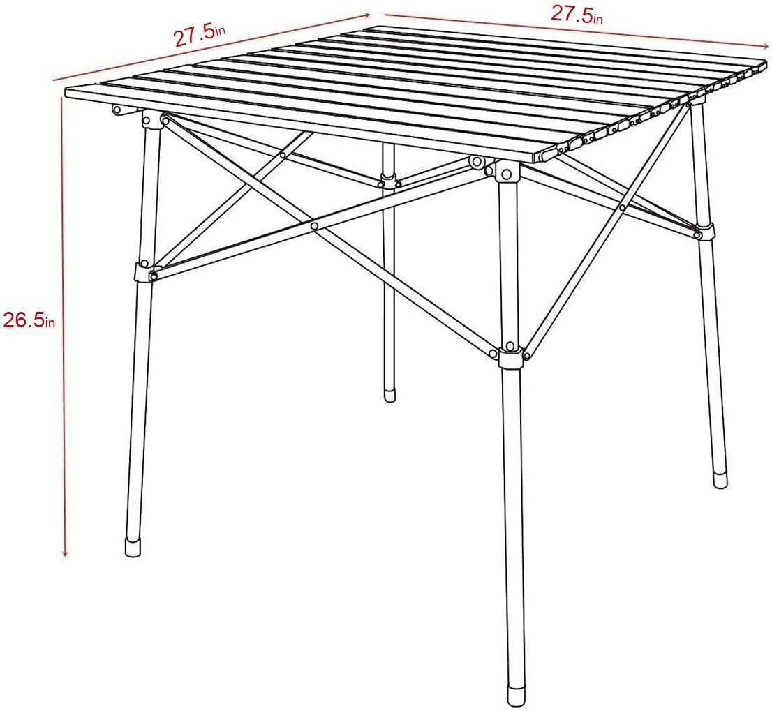 Mesa Cuadrada Plegable Aluminio 4 Personas con Bolsa