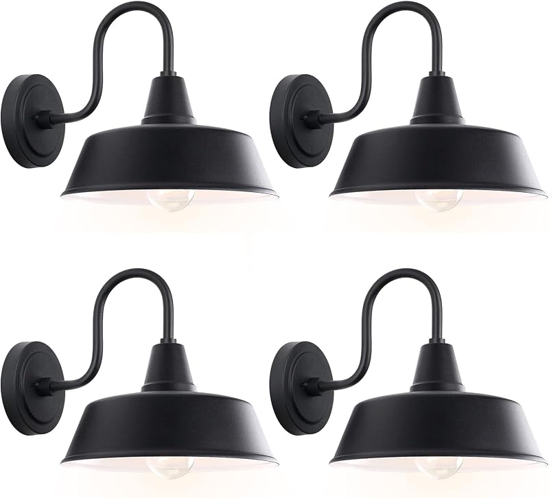 4 Luces Cuello Cisne 10pulg Pared Negro Mate