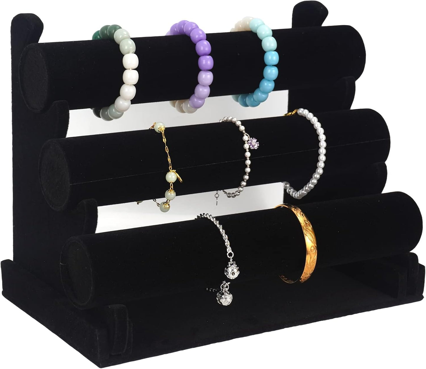 Soporte pulseras 3 niveles terciopelo negro desmontable