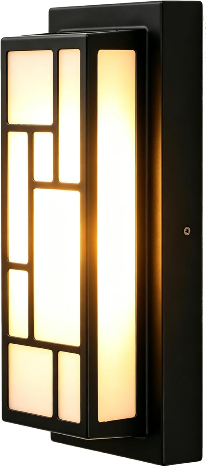 Lámpara pared exterior 13pulg IP65 LED 120V aluminio negro