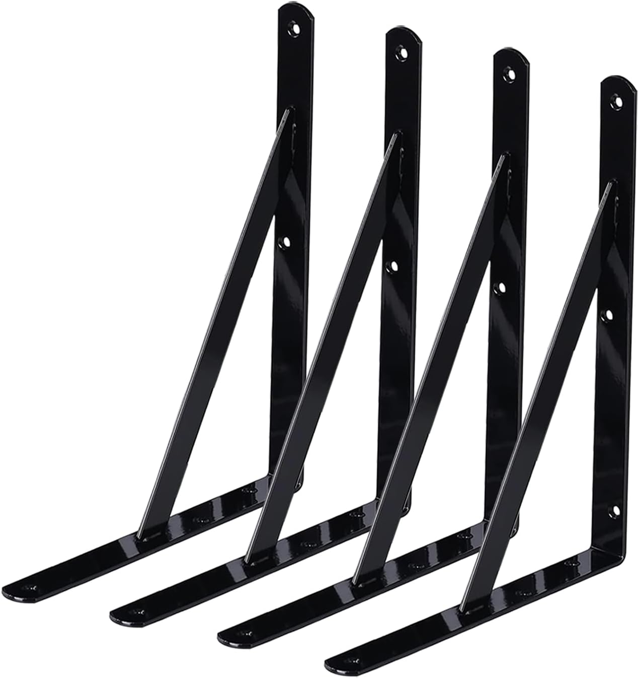4 Soportes Estante 12pulg Metal Negro Montaje Pared