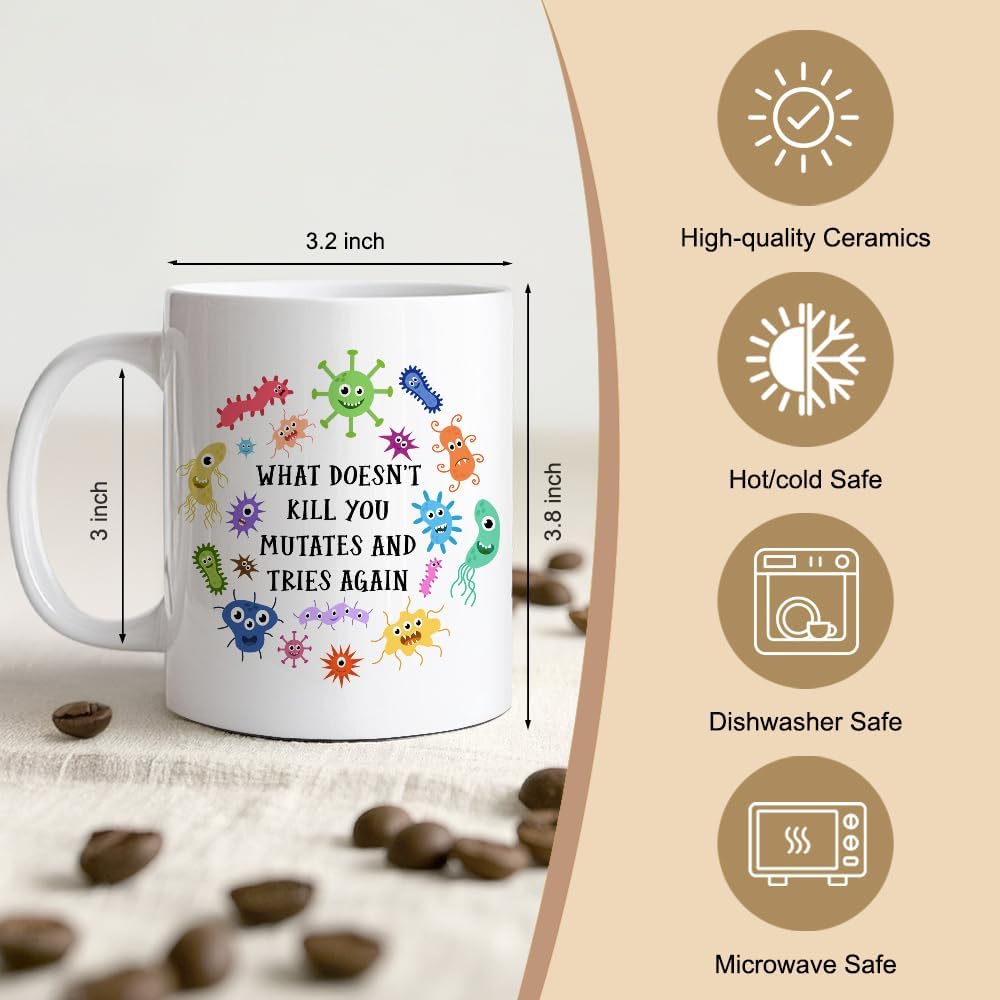 Taza cerámica doble cara 11oz regalo microbiología