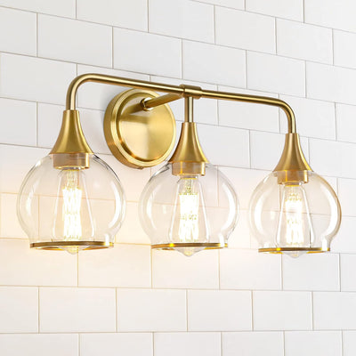Lámpara baño dorada 3 luces espejo 22.4pulg aplique