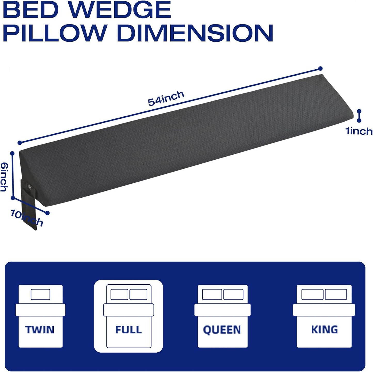 Almohada cuña matrimonial espuma densa 10x6x54pulg