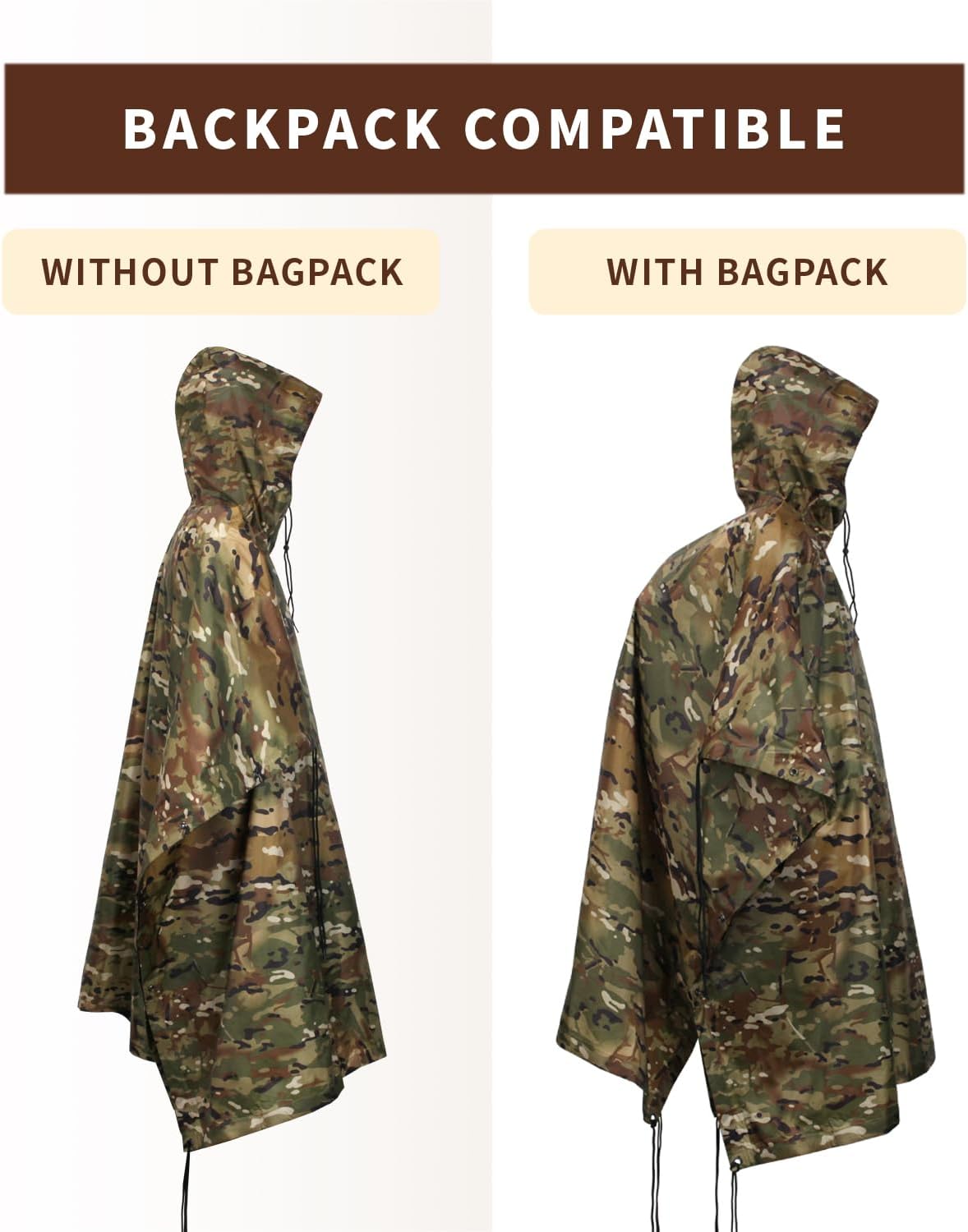 Poncho militar Rip-Stop camuflaje impermeable