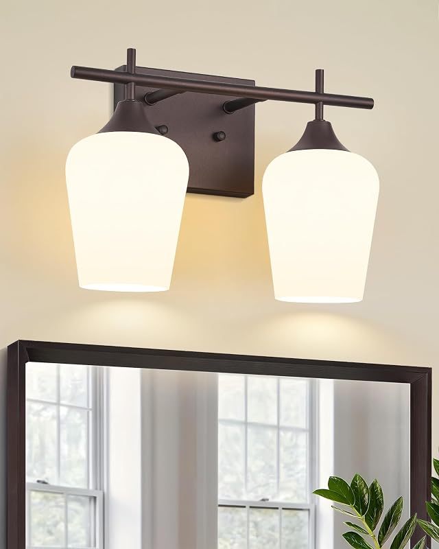 Lámpara baño bronce 2 luces estilo granja