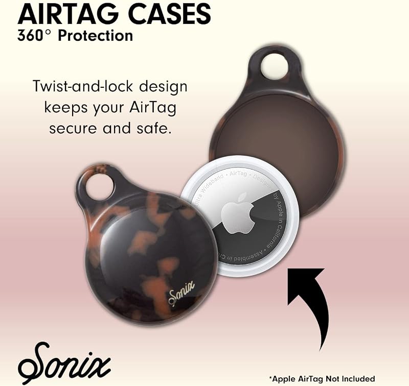 Fundas Airtag Sonix con mosquetón dorado marrón tortuga