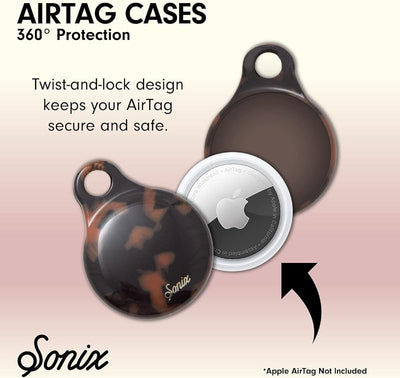 Fundas Airtag Sonix con mosquetón dorado marrón tortuga