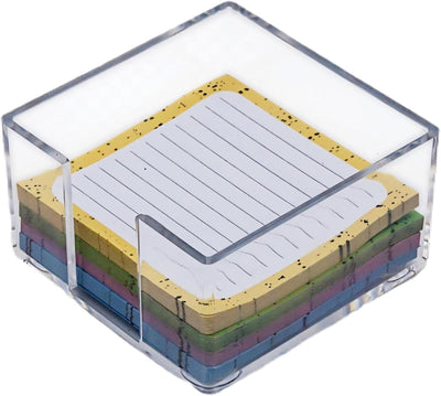 Soporte notas adhesivas acrílico 3x3 con 4 set colores